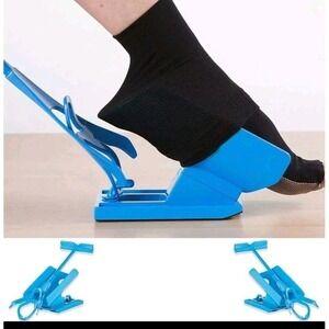 Sock Slider Aid Helper Kit Blue Help Put Socks on off No Bending Shoe Horn NEW